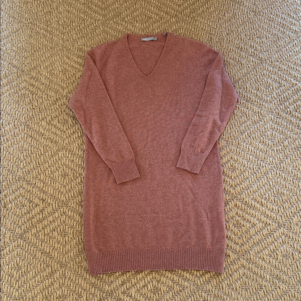 Vince Rosewood V-Neck Longline Sweater Dress